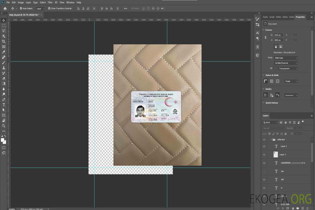 Photolook d'identité de Turquie AVANT template Photolook d'identité de Turquie AVANT template